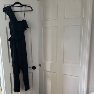 Express Elegant Black Ruffled Jumpsuit